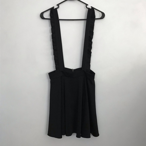 Shein Sz Small Ruffle Suspender Mini Black Flowy Womens Skirt - Picture 1 of 7